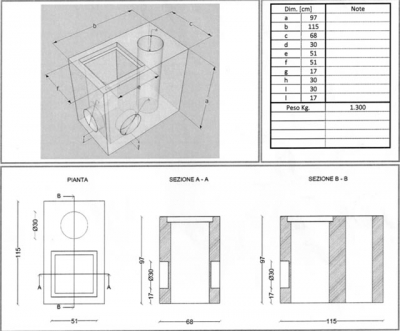Plinto porta palo illuminazione peso 1300 KG. per pali H.10 mt