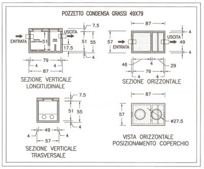 Pozzetto condensa grassi 49x79 monoblocco