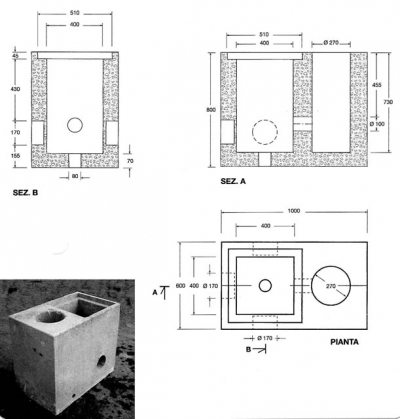 Plinto porta palo illuminazione peso 780 KG. per pali H. 6 mt. TIPO 1
