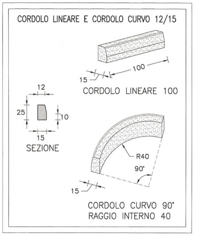 Cordolo lineare e cordolo curvo 12/15