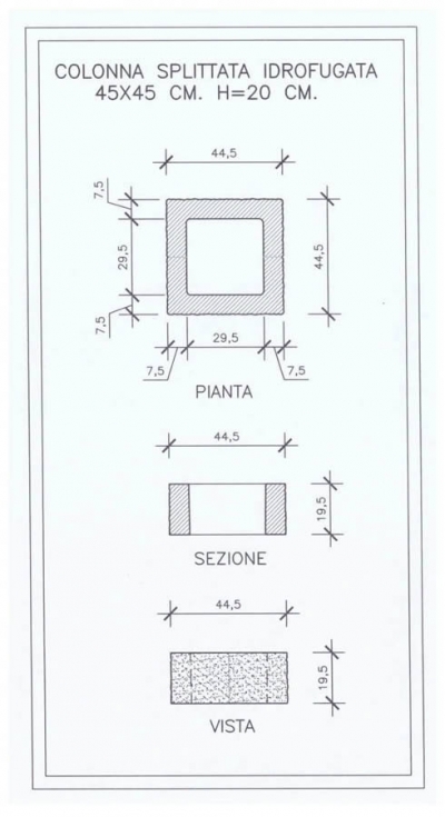 Colonna splittata idrofugata 45 X 45 X 20